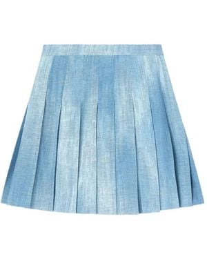 Ermanno Scervino Pleated Marocain Mini Skirt - Blue