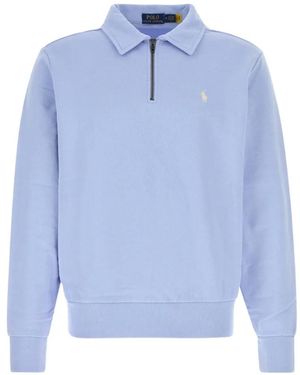 Polo Ralph Lauren Quarter-Zip Cotton Sweatshirt - Blue