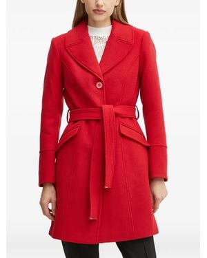 Morgan Belted Single-Breasted Coat - Red