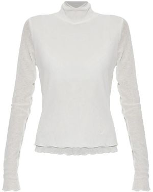 Ganni Top Con Cuello Alto - Blanco