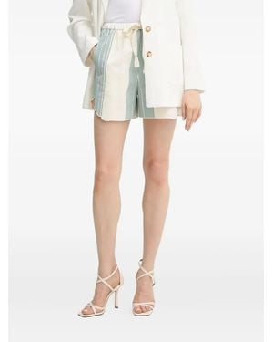 forte_forte Stripe Scalloped Short Shorts - Natural