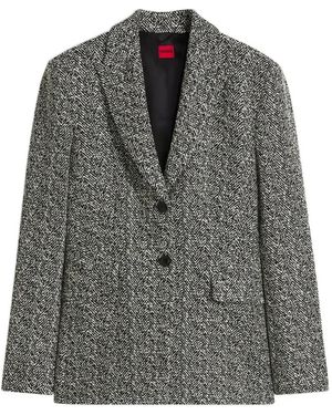 HUGO Regular-Fit Blazer With Herringbone Pattern - Gray