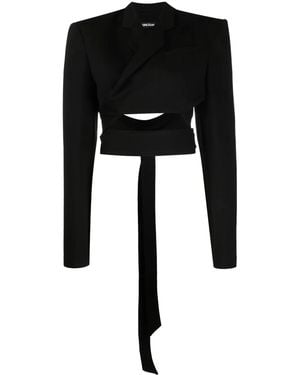 ANDREADAMO Overlapping-Strap Cropped Jacket - Black