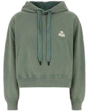 Isabel Marant Logo-Print Drawstring Hoodie - Green