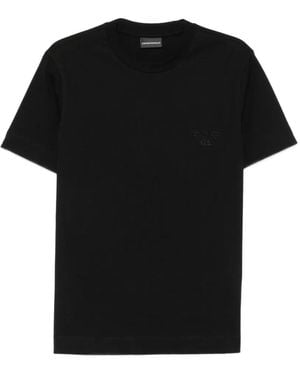 Emporio Armani Logo-Embroidered T-Shirt - Black