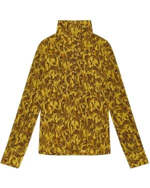 Maliparmi Floral-Print High-Neck Top - Yellow