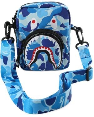 A Bathing Ape Shark Camouflage-Print Shoulder Bag - Blue