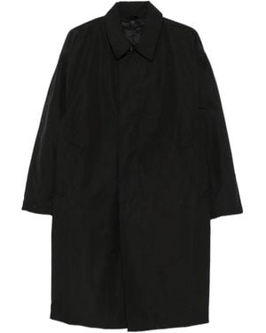Taion Concealed-Fastening Spread-Collar Coat - Black