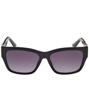 GUESS EYEWEAR Logo-Plaque Rectangle-Frame Sunglasses - Purple