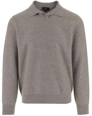 Vince Polo-Collar Cashmere Sweater - Gray