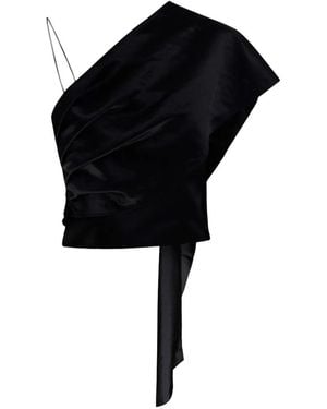 forte_forte Duchesse One-Shoulder Draped Top - Black