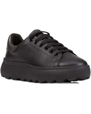 Geox Leather Platform Trainers - Black