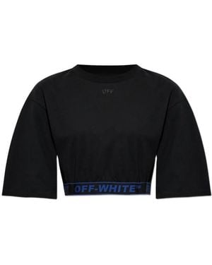 Off-White c/o Virgil Abloh Logo-Tape Cropped T-Shirt - Black