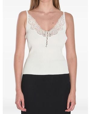 Self-Portrait V-Neck Tank Top - White