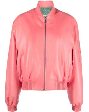 Liska Shearling-Lined Leather Bomber Jacket - Pink