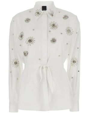 Pinko Embellished tie shirt - Weiß