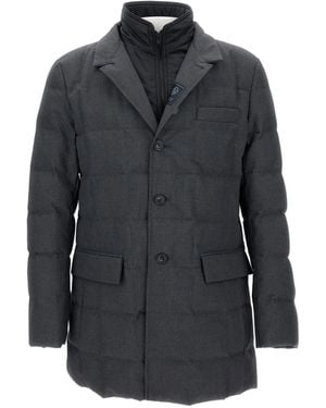 Fay Taped Seams Button Coat - Black
