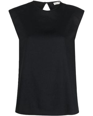 Tibi Sleeveless Keyhole-Detail Top - Black