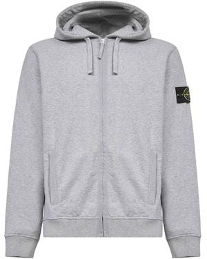 Stone Island Zip-up Hoodie - Grey