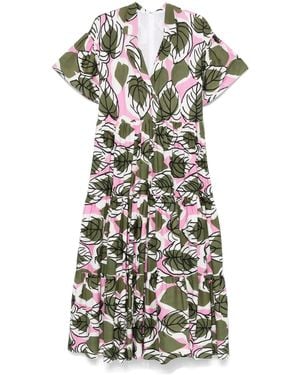 Talbot Runhof Vestido Midi Con Estampado Floral - Blanco