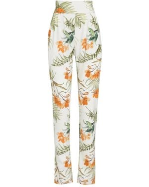 Brigitte Bardot Floral-Print Pleated Trousers - Metallic