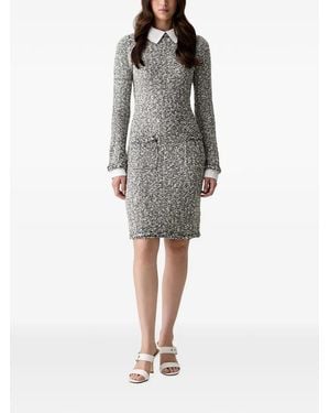 KARL LAGERFELD Tweed Contrast-Collar Midi Dress - Grey