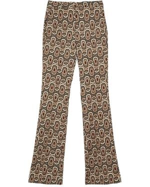 Maliparmi Geometric-Pattern Flared Pants - Natural