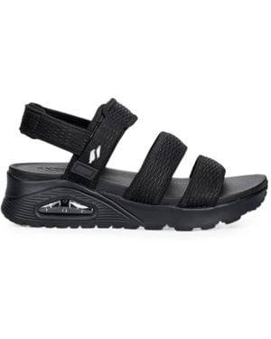 Skechers Uno Touch-Strap Platform Sandals - Black