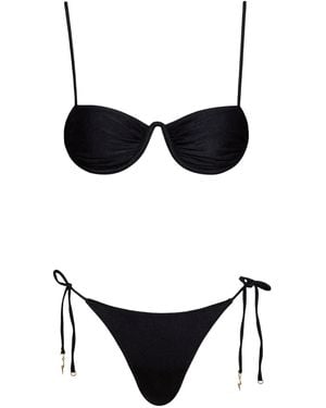 Noire Swimwear Monowire Satin Bikini Set - Black