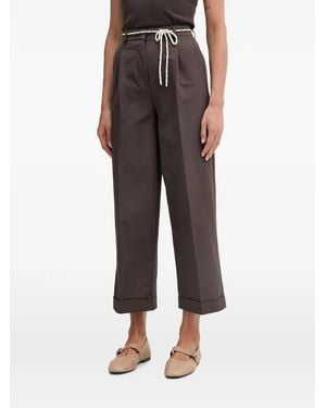 Benetton Rope-Belt Turned-Up Trousers - Brown
