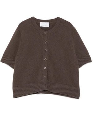 Daniele Fiesoli Short-Sleeve Knit Cardigan - Brown