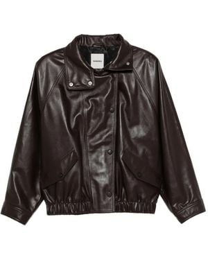 Sandro Oversized Leather Jacket - Black