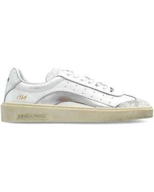 DSquared² Rider Metallic-Leather Low-Top Trainers - White
