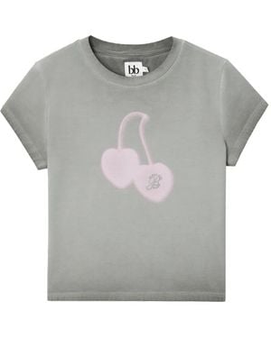 B+ AB Cherry-Print Crystal-Embellished T-Shirt - Grey