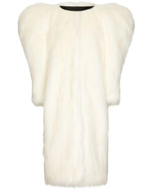 Dolce & Gabbana Butterfly-Shoulder Faux-Fur Coat - Natural