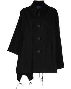 Yohji Yamamoto Long-Sleeve Button-Up Cape - Black
