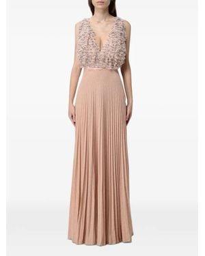 Elisabetta Franchi Robe Longue À Volants Au Corsage - Pink