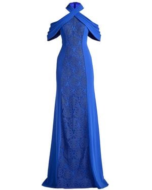 Tadashi Shoji Kato Lace-Panelled Cold-Shoulder Maxi Dress - Blue