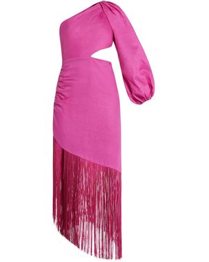 No Pise La Grama Fringe-Detailing Midi Dress - Pink