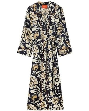 La DoubleJ Floral-Print Wrap-Style Midi Dress - White
