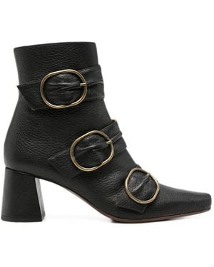 Chie Mihara Triple Buckle-Strap Ankle Boots - Schwarz