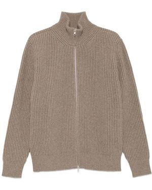 MM6 by Maison Margiela Ribbed-Knit Zip-Up Jumper - Brown