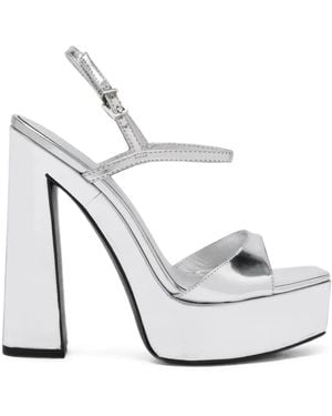 SCHUTZ SHOES Metallic Platform Sandals - White