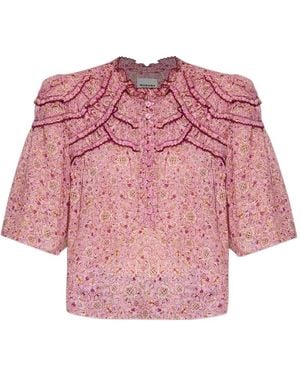 Isabel Marant Top Carmen Con Stampa Paisley - Rosa