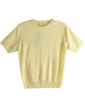 AURALEE Ribbed Knit T-Shirt - Yellow