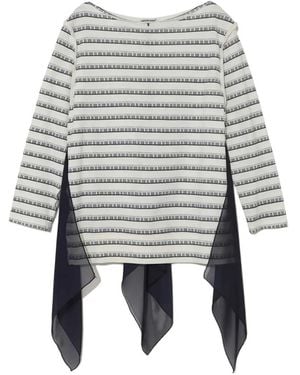 Undercover Piano-Print Draped-Panel Top - Gray