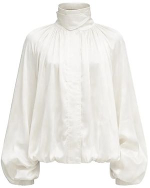 ROTATE BIRGER CHRISTENSEN Funnel-Neck Oversized Jacket - White
