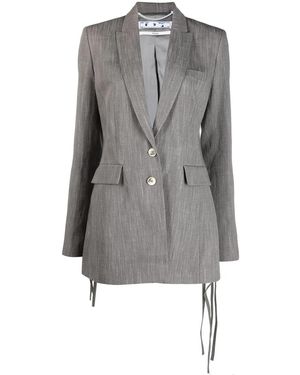 Off-White c/o Virgil Abloh Rear Logo Print Fitted Blazer - Gray