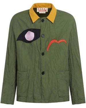 Marni Logo-Patch Shirt Jacket - Green