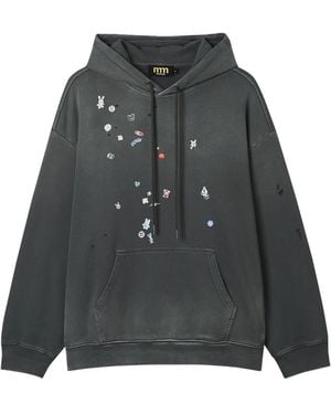 Mini Cream Distressed-Hoodie Mit Applikation - Schwarz